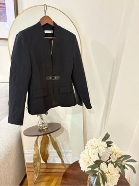 NWT COMMENSE Black Women's Collarless Jacket with Decorative Closure